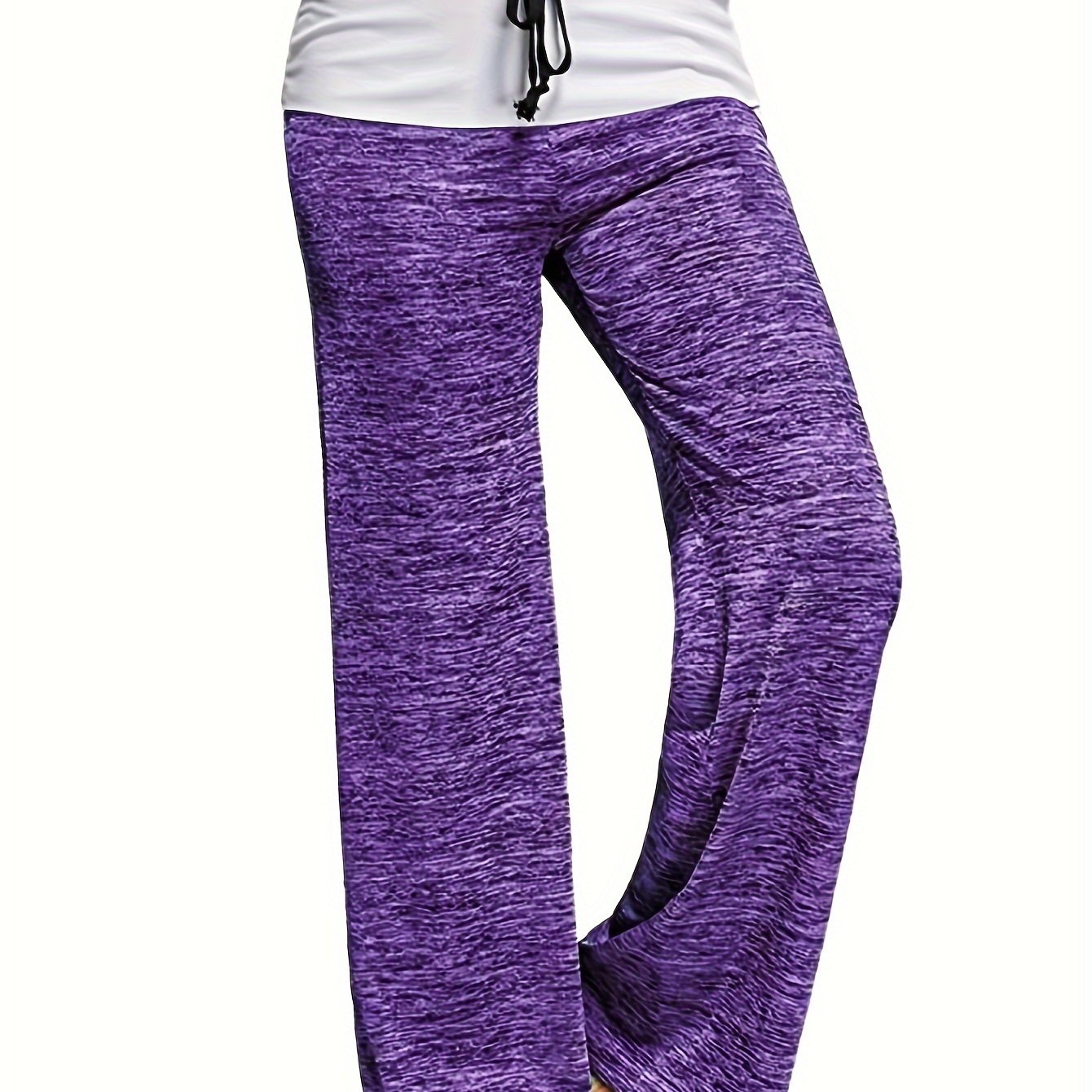 Wide Leg Elastic Yoga Pants, Loose Casual Drawstring Pants, Women's Clothing