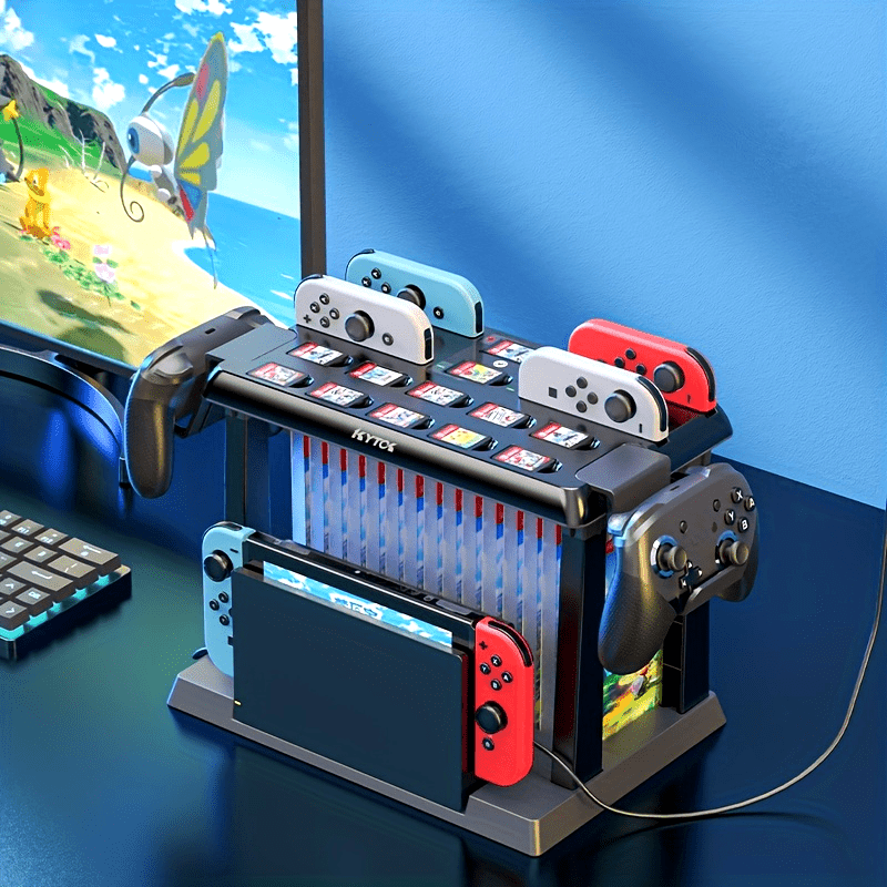 For Switch Handle Multifunctional Accessories Kit Storage with Card Slot and Charging Bracket for Game CD Cassette