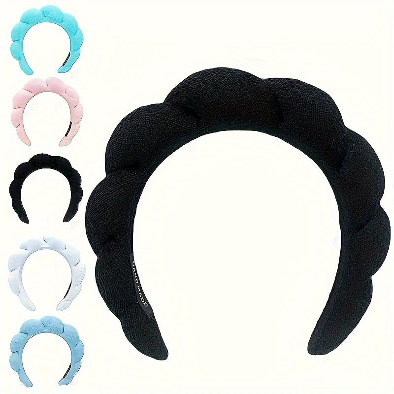 Headband for Women, Sponge Spa Headband for Washing Face, Makeup Headband Skincare Headband Puffy Spa Headband, Terry Towel Cloth Fabric Head Band for Skincare, Makeup Removal