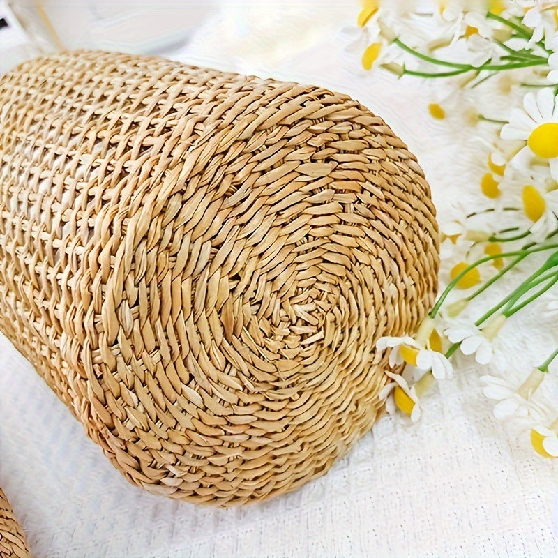 1pc Boho Glass Flower Vase With Rattan Cover, Farmhouse Flower Bud Vase, Round Decorative Flower Vase Floral Container Flower Bottle For Floral Arrangements Housewarming Party Home Decor
