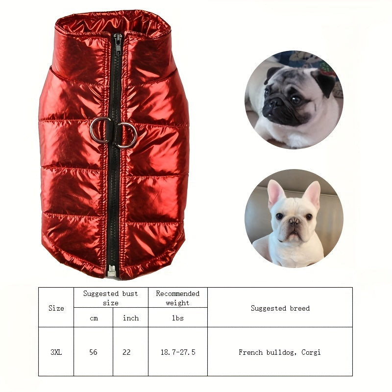 Reflective Waterproof Dog Jacket, Zippered Pet Coat with Belt Loops, 100% Polyester Woven Snow Suit for Small, Mini & Toy Breeds, Random Color