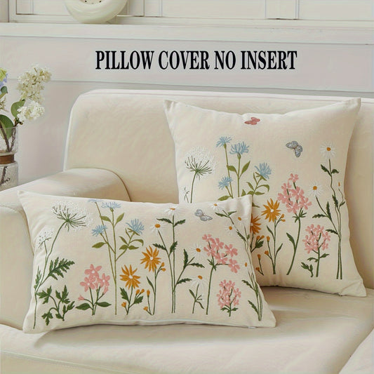 1pc Vibrant Floral Plant Flower Pattern Cushion Cover - Premium Polyester Decorative Pillow Case for Living Room, Bedroom & Sofa - Exclusive Collectible Buildings Theme (Cushion Not Included)