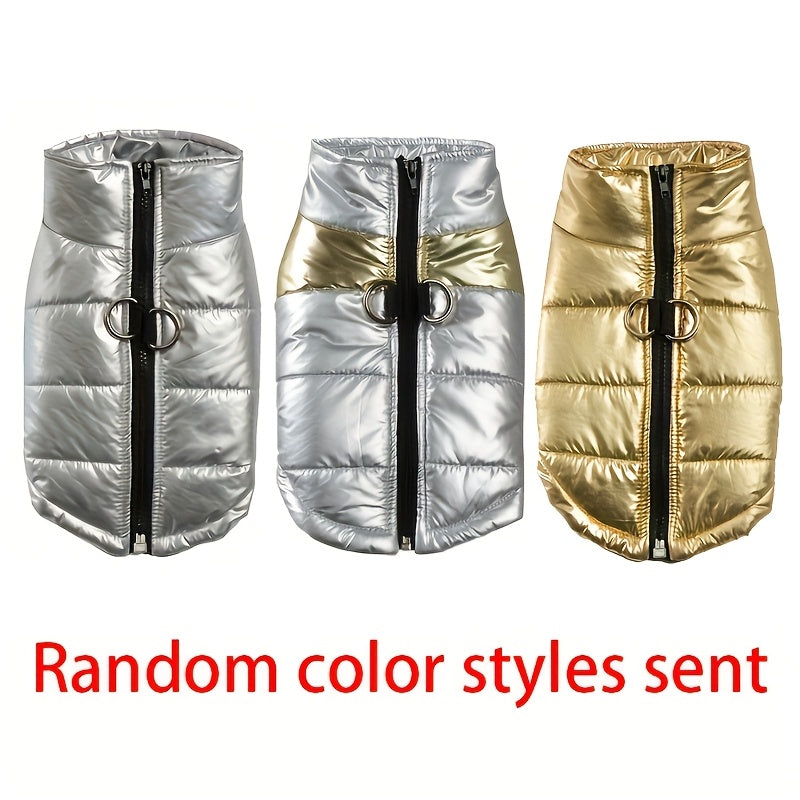 Reflective Waterproof Dog Jacket, Zippered Pet Coat with Belt Loops, 100% Polyester Woven Snow Suit for Small, Mini & Toy Breeds, Random Color