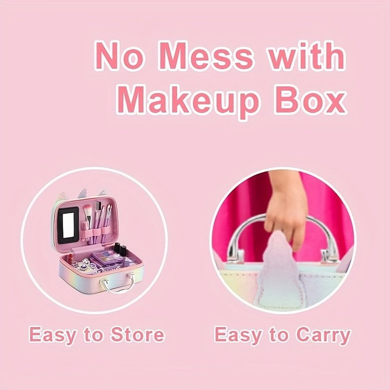 Makeup Kit for Kids with Stylish Cosmetic Makeup Bag - Real, Non Toxic, Washable Make Up Kit - Birthday, Easter, Mothers' Day, Girls' Day, Christmas Gifts for Girls Women Makeup Vanity