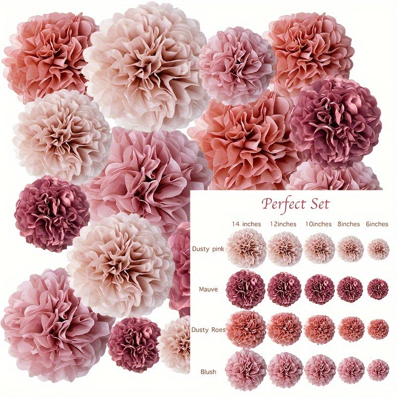 20pcs Set Hanging Flower Pompom Tissue Paper Pom Poms for Weddings and Other Occasions Party Birthday Baby Shower Christmas, Halloween Decorations, Event Styling, Party Decorations, Whimsical Decor, Hanging Decor, Delicate De