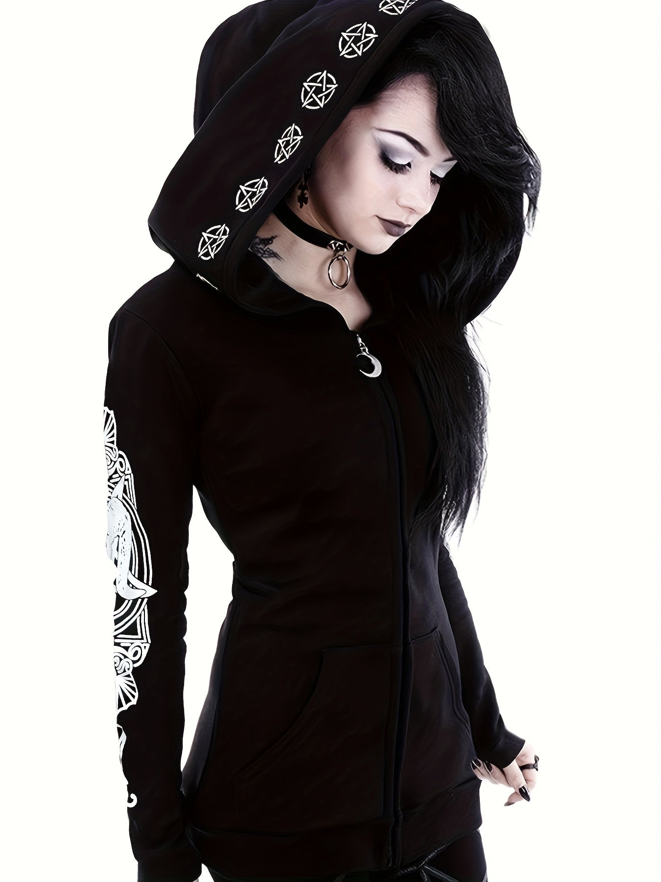 Women's Casual Hooded Sweatshirt - Geometric-Pattern, Smooth Polyester Fabric - All Season Wear | Mid Elasticity | Machine Washable