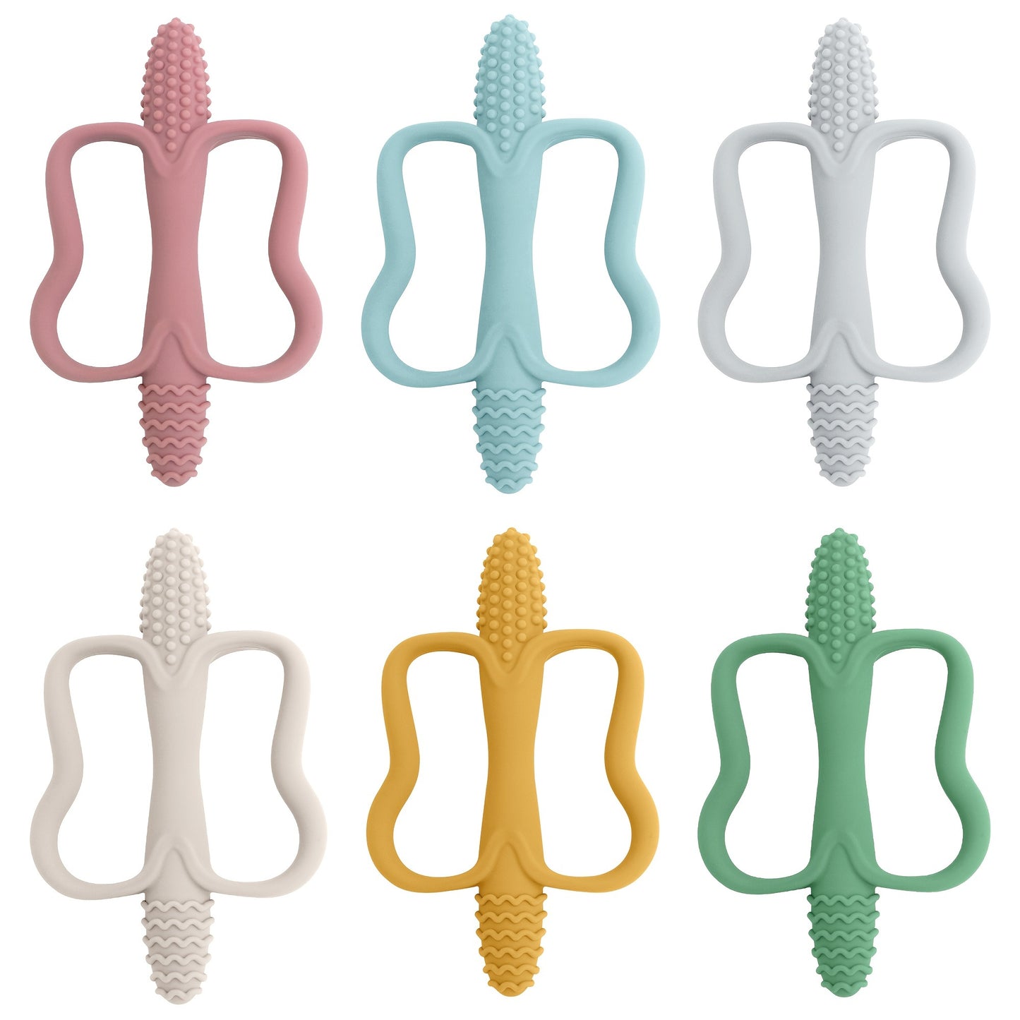 [Silicone Teether] Silicone Baby Toy Teether with Handle | Integrated Corn-Shaped Teether, Available in 6 Colors