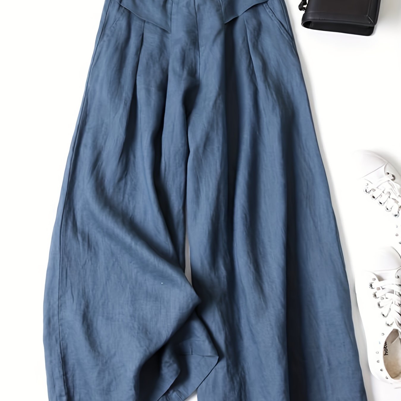 Linen Wide-Leg Ankle Pants, Breathable Thin Loose Linen Skirt Pants, Ethnic Style Vintage Trousers