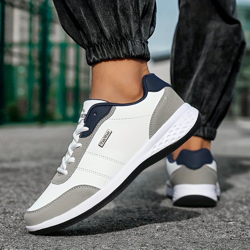 VanWeir Lightweight Men'S Shoes | Navy Blue/White, Lace-up sneakers with MD/TPR Sole, Breathable Fabric Lining for Outdoor, Hiking & Casual Wear