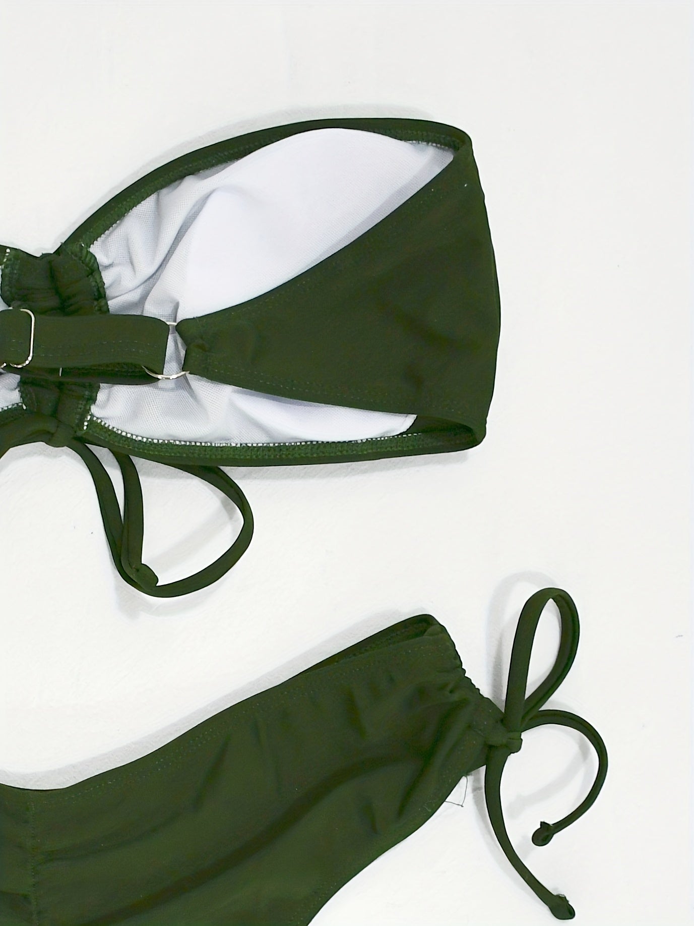 two pieces Women's Tie Front Bandeau Bikini Set with High Cut Drawstring Tie Side Bottoms - Stretchy and Comfortable Swimwear