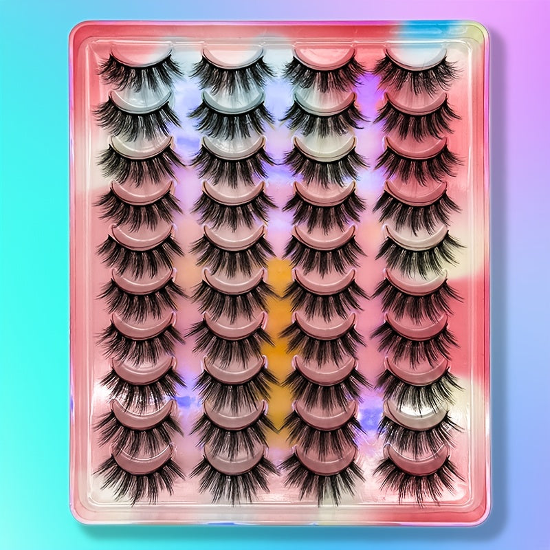 20 Pairs Dramatic Volume 3D Faux Mink Lashes - Natural, Reusable, Lightweight, Easy to Apply False Eyelashes for Eyelash Extension, Everyday Wear, and Special Occasions - Cruelty-Free, Hypoallergenic, and Comfortable