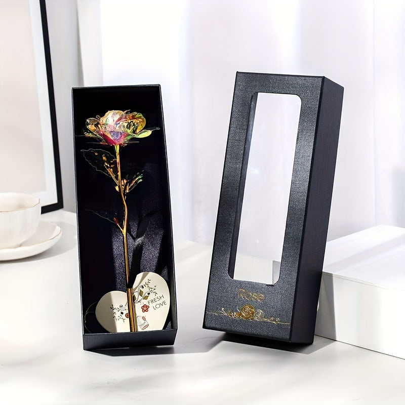 1 Set Exquisite Artificial Rose Flower - Realistic Valentine's Day Simulation Rose with Gift Box, Romantic Handmade Design, Perfect for Girlfriend, Party, Wedding, New Year Gift, Anniversary, Birthday, and Special Occasions