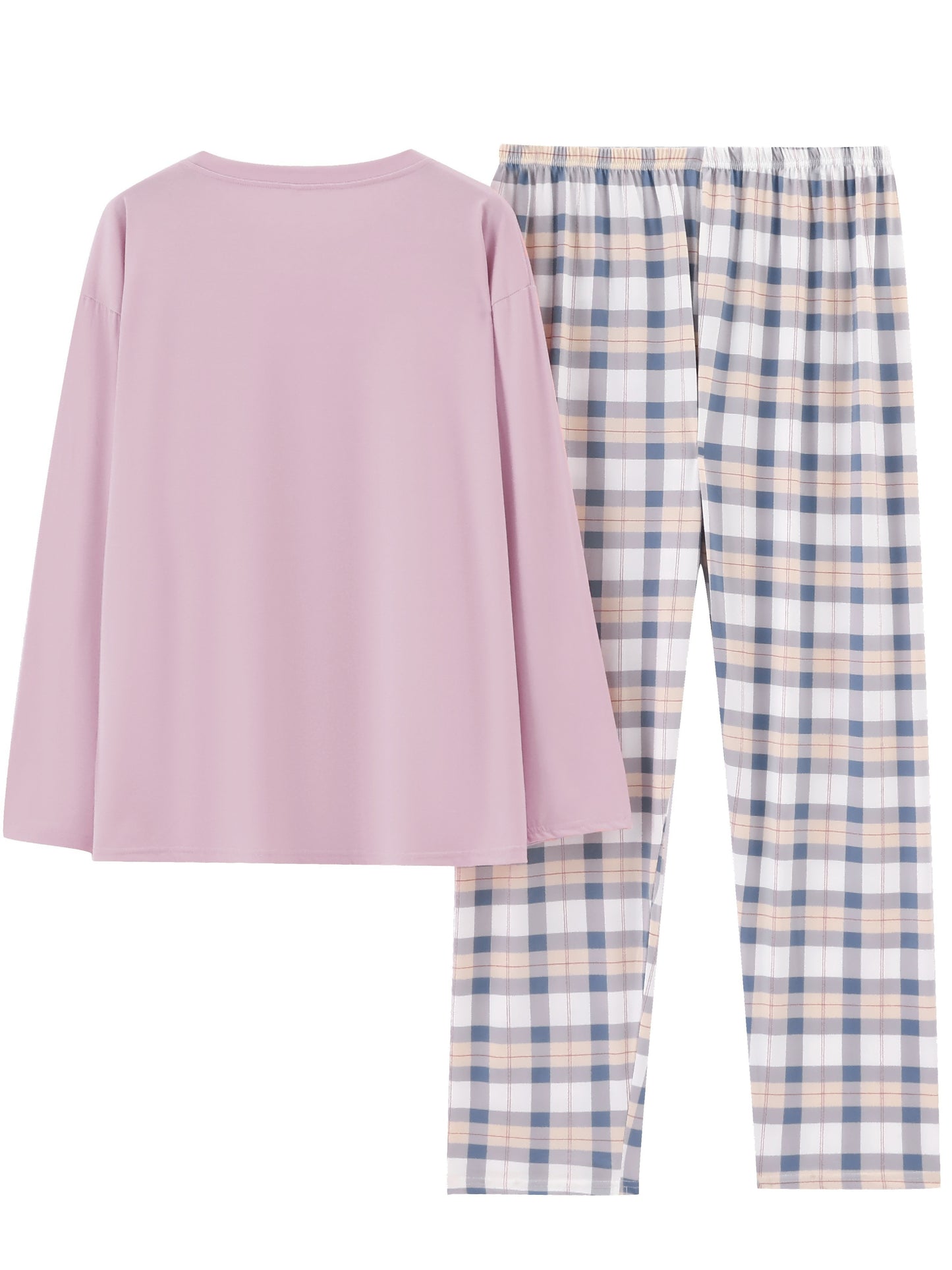 Comfortable Plaid Long Sleeve Pajama Set, Spring and Autumn Casual Home Wear Set, Casual Long Sleeve Pajama Set
