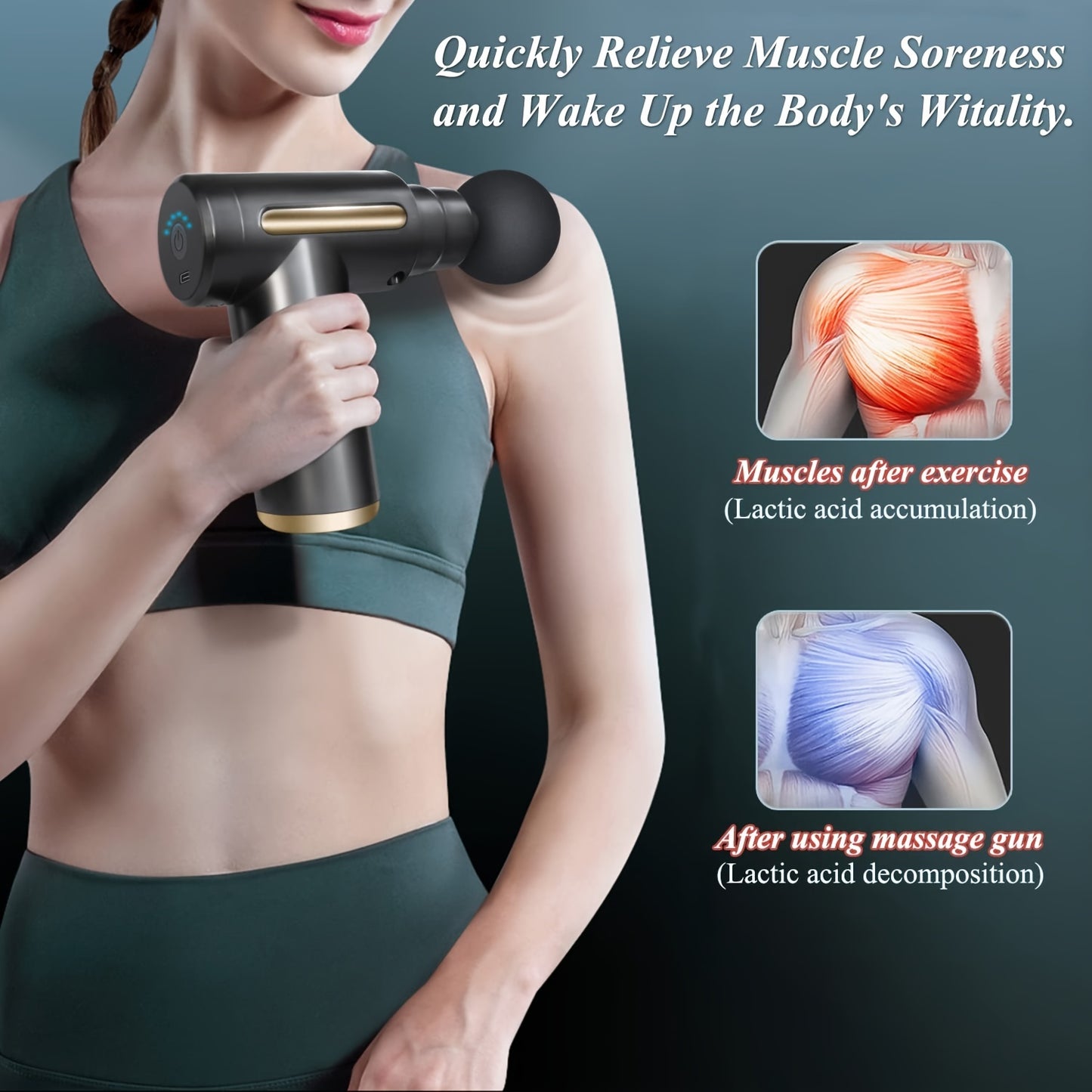 1pc Muscle Massage Gun, Handheld Muscle Massager, Type-C Rechargeable Handheld Entry Level Massager For Neck & Back