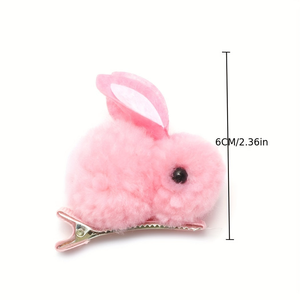2pcs Baby Girls Cute Plush Rabbit Hair Clips Princess Decorative Hair Accessories Holiday Birthday Gift