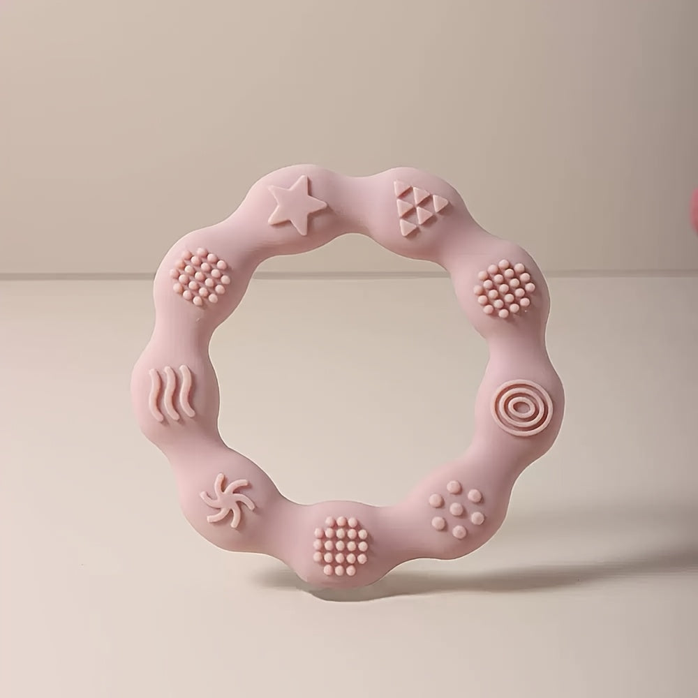 TYRY.HU Baby Teething Ring for 6+ Months - Soft Silicone Teether Toy with Textured, Newborn Gum, Dishwasher - Suitable for 0-2 Years (Bright,,,)
