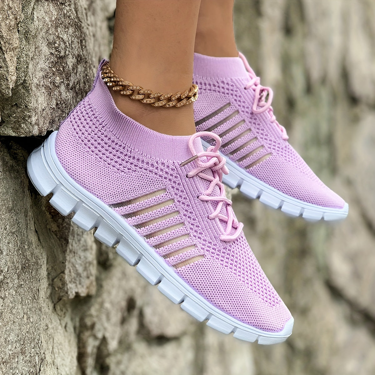 Flying Weave Casual Sneakers, Women Shoes