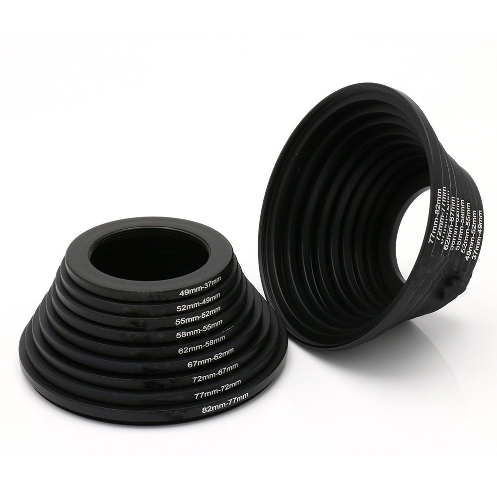 18pcs Camera Lens Filter Step Up And Step Down Lens Filter Stepping Adapter Ring 37 49 52 55 58 62 67 72 77 82mm For Nikon, Canon, Sony, Pacasonic, Fuji Pentax Olympus And Other SLR DSLR Camera Lens