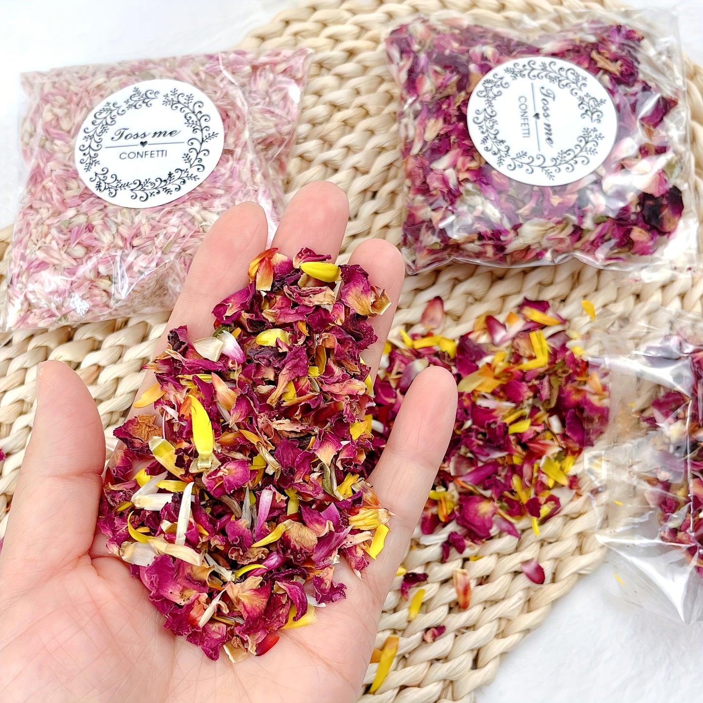 1pc/10g Dried Flower Floral Petals, Can Be Used For Wedding Scene, Birthday Scene, Indoor And Outdoor Landscaping Arrangement, Rain, Glass Bottle Decorations -winter, new year