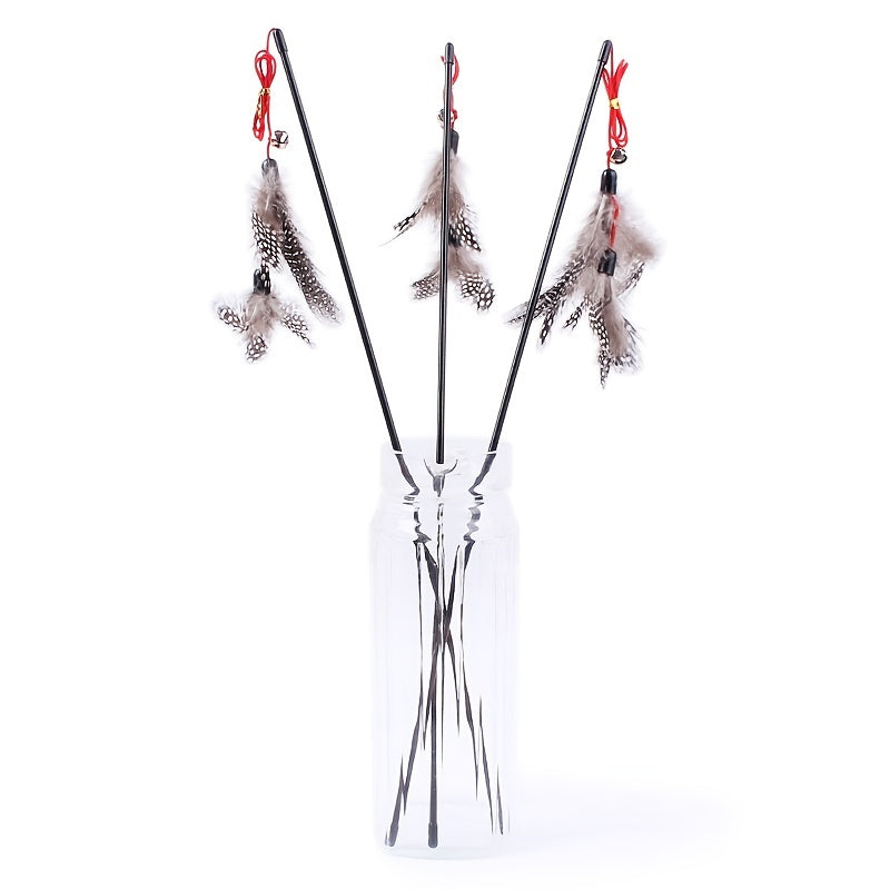 Interactive Cat Toy - 1pc Cat Teaser Stick with Feather & Bell for Indoor Cats' Fun & Exercise