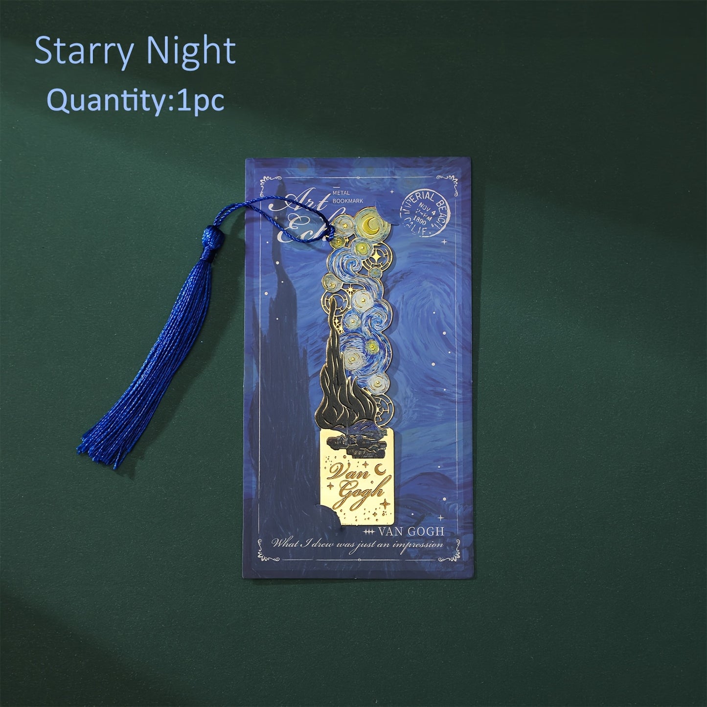 Retro Art Metal Bookmark - 1pc Starry Sky Flower with Tassels Painting Hollow Reading Mark - Multi Design for Gift Birthday Friends Club Book Lovers Readers Office Stationery Supplies