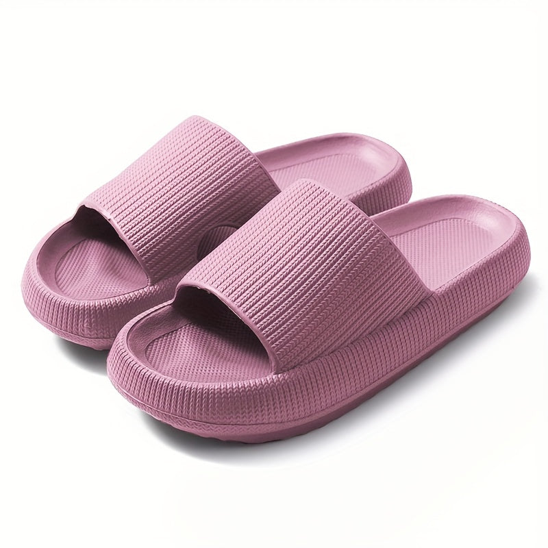 Women'S Solid Color EVA Slippers, Open Toe Slip-On Sandals with Strappy Back, Flat Heel Indoor Home Slippers, Ultra-Soft Comfort Footwear