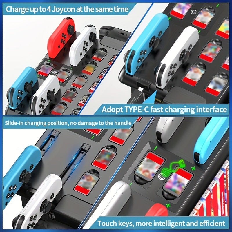 For Switch Handle Multifunctional Accessories Kit Storage with Card Slot and Charging Bracket for Game CD Cassette