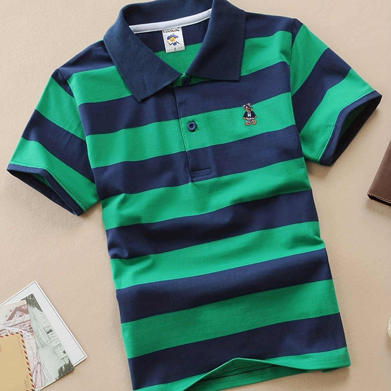 Vibrant Striped Polo T-shirt for Kids - Soft Cotton, Short Sleeve, Casual, Trendy, Perfect for Summer Holiday Party - Boys' Fun Clothing