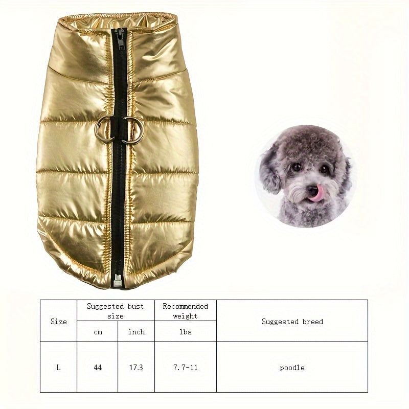 Reflective Waterproof Dog Jacket, Zippered Pet Coat with Belt Loops, 100% Polyester Woven Snow Suit for Small, Mini & Toy Breeds, Random Color