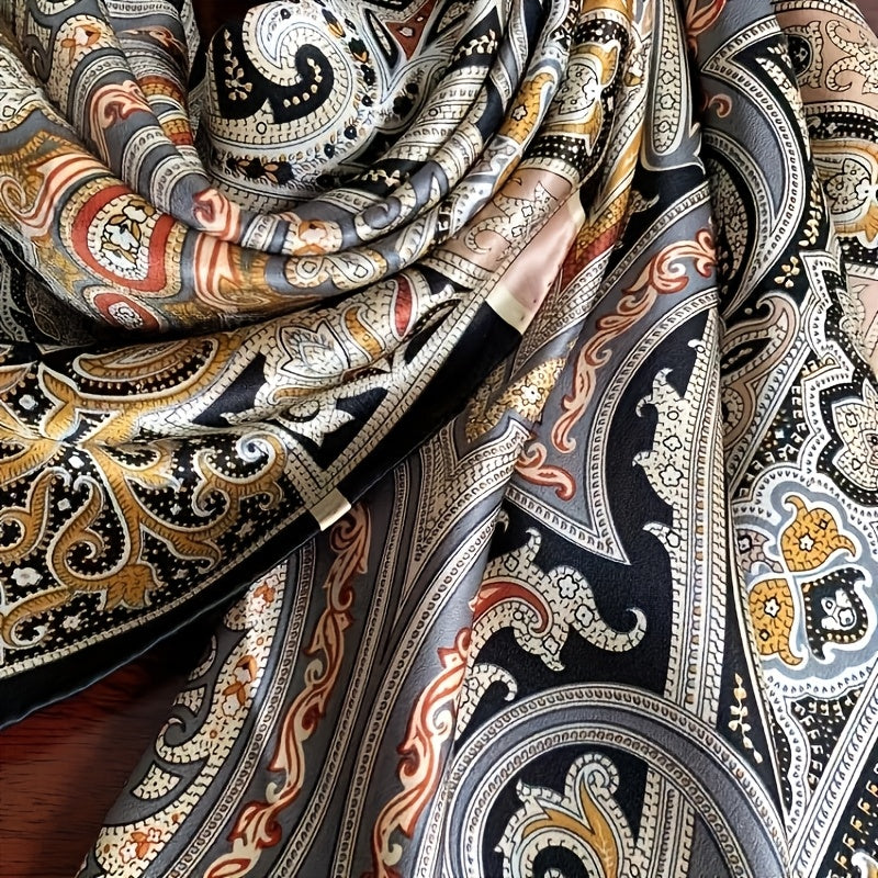 Classic Paisley and Cashew Flower Scarf | Women'S High-End Shawl, Thin, Fashionable and Noble, Elegant Style, Breathable and Decorative, Hand Wash or Professional Dry Clean.