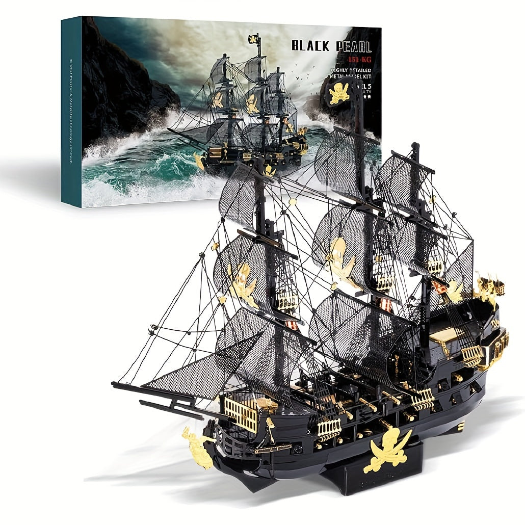 Piececool Metal 3D Puzzles for Adults, Flying Dutchman Pirate Ship Model Kits, 3D Watercraft Model Building Kit, DIY Craft Kits Difficult 3D Puzzles for Family Time, Great Birthday Gifts