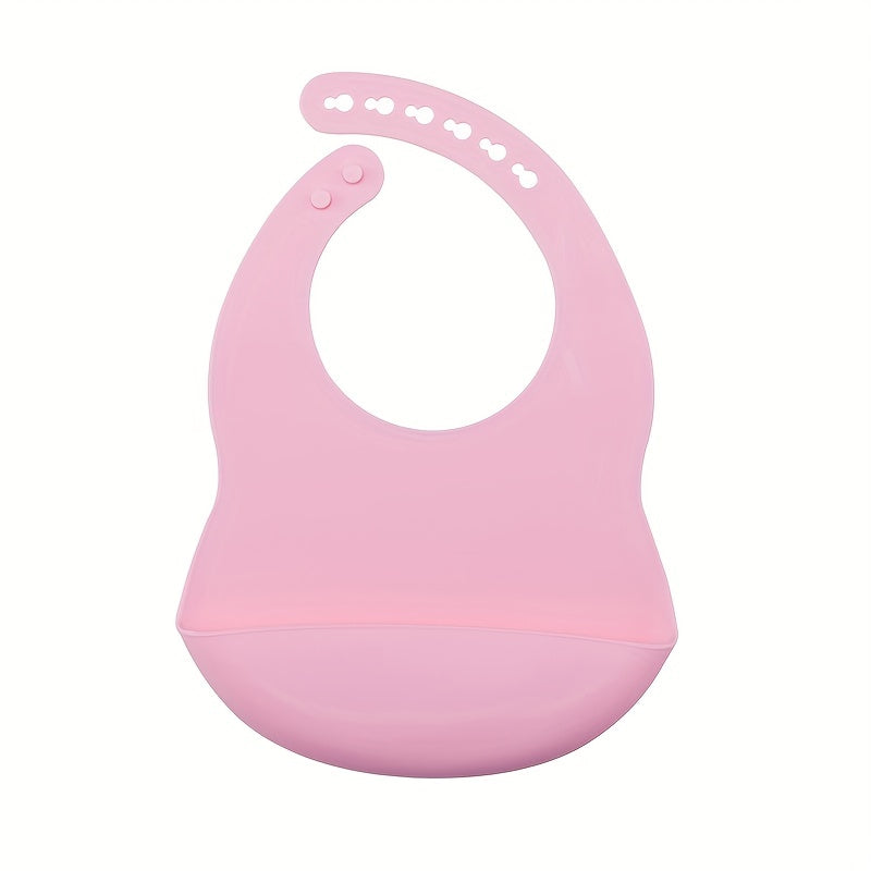 Baby Soft Bib, Simple Plain Color Blank Pattern Adjustable Size Silicone Bib for 1 Year Old +, Christmas, Halloween, Thanksgiving Day Gift Easter Gift