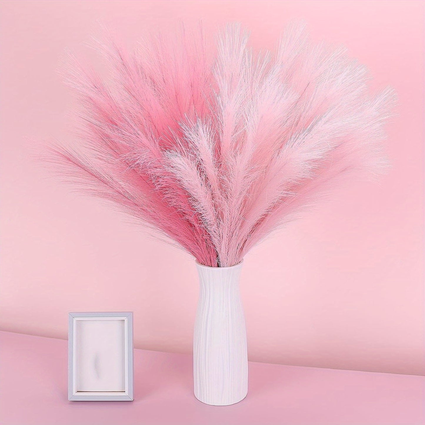 21pcs Artificial Pampas Grass - Faux Reed Feathers for Home & Wedding Decor, Perfect for Vase Display, Event Styling, Table Centerpiece, Natural Aesthetic, Minimalist Arrangement, Realistic Texture, Durable Stems, Feather Acc