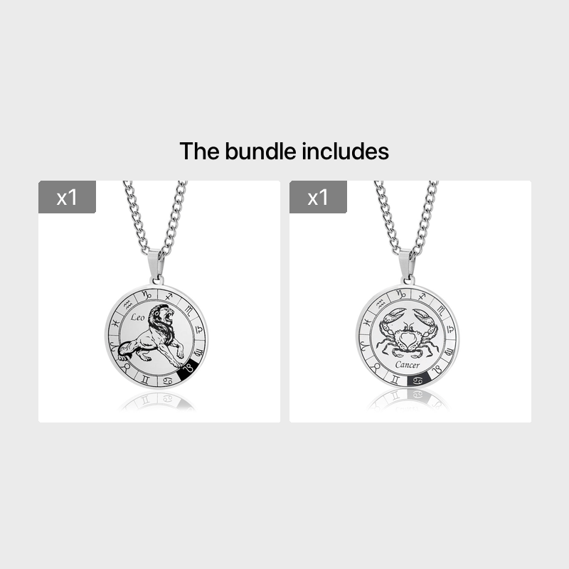 Stainless Steel Star Zodiac Necklace 12 Constellation Coin Pendant Necklace For Men Jewelry Gift For Birthday Anniversary