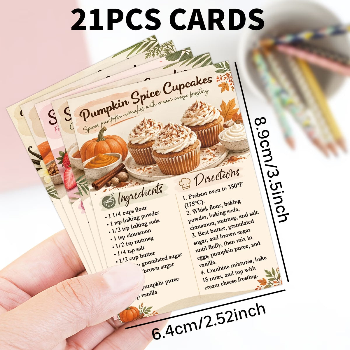 21pcs Cupcake Recipe Cards