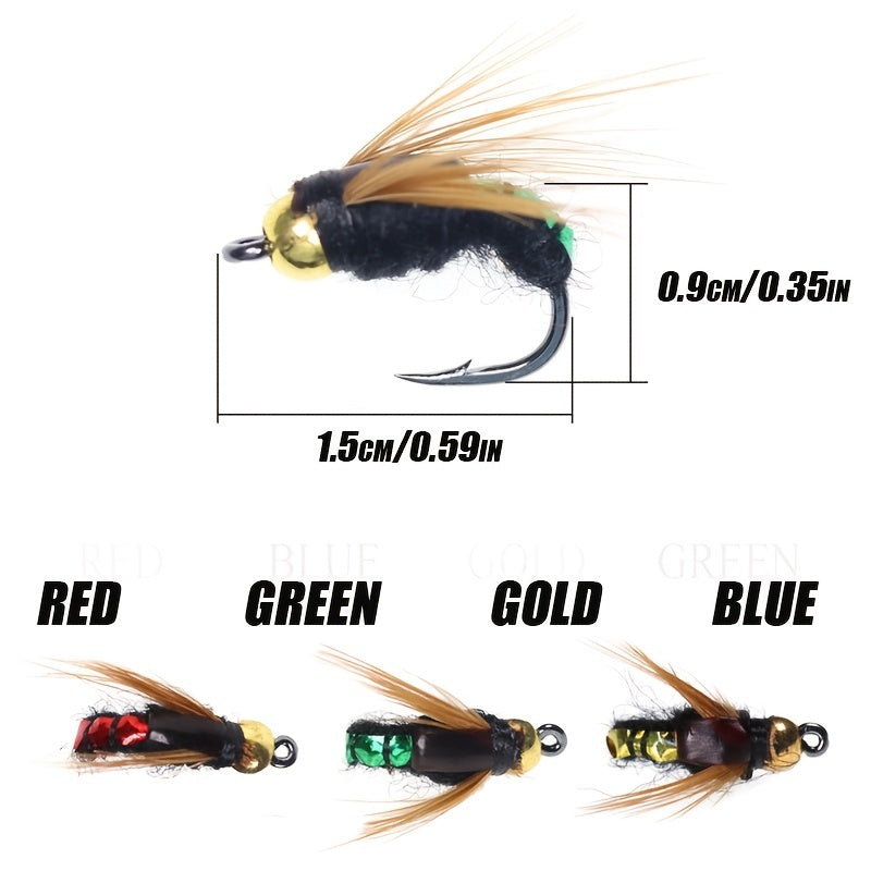 4pcs/8pcs/32pcs Premium Fly Fishing Flies Kit - Fast Sinking Nymphs, Scuds, Bugs, Worms - Trout Lures for Effective Insect Imitation - Pack of 36