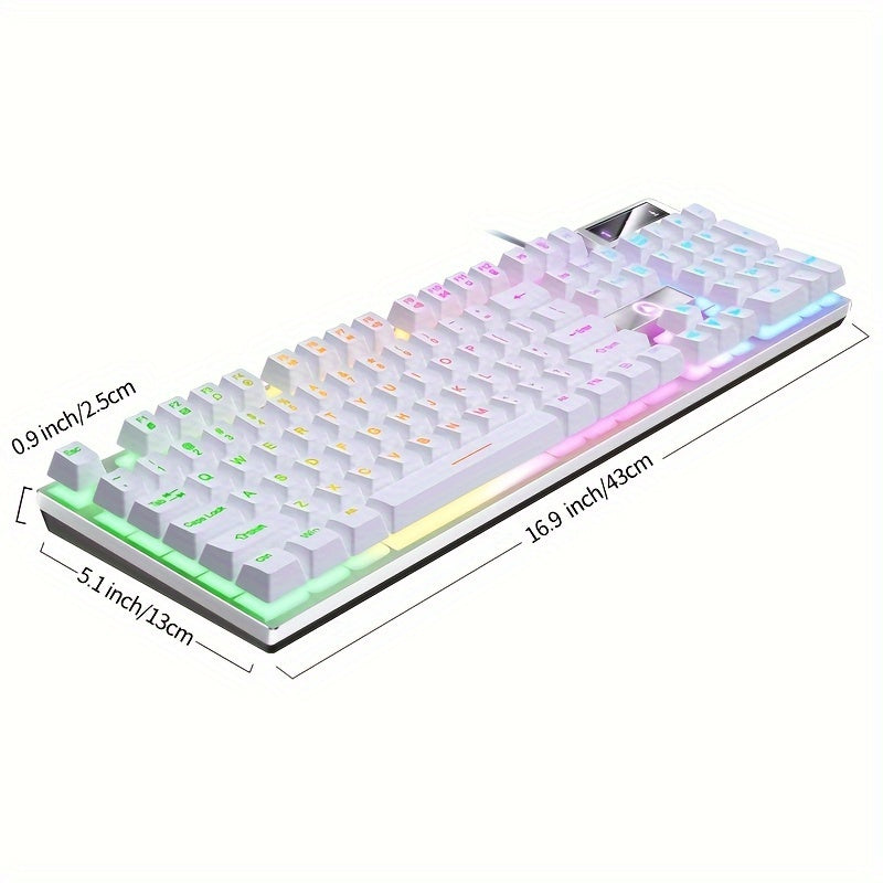 Silvery Carved Game Keyboard USB Wired Mechanical Feel Luminous Keyboard with Backlight Desktop Computer Notebook Office Universal