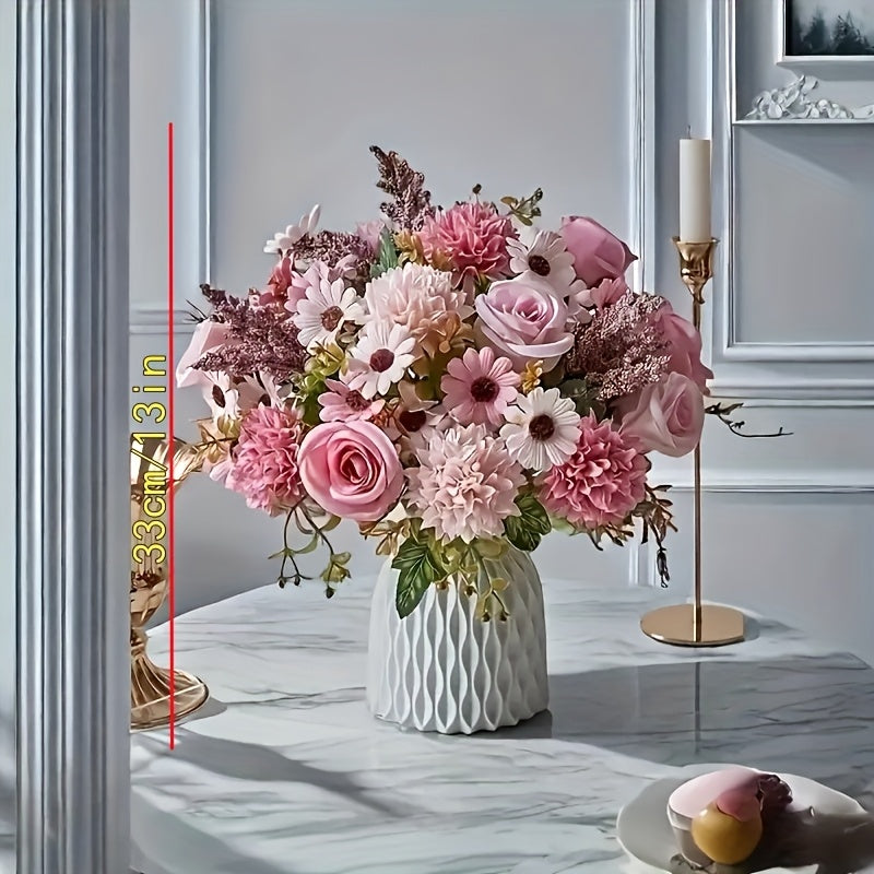 2 Bouquets of Vibrant Pink and White Peonies - Real Touch Artificial Flower Arrangement with Roses, Lavender, and Eucalyptus - Perfect for Weddings, Birthdays, Anniversaries, Mother'S Day - Indoor/Outdoor Decor, Holiday Celeb