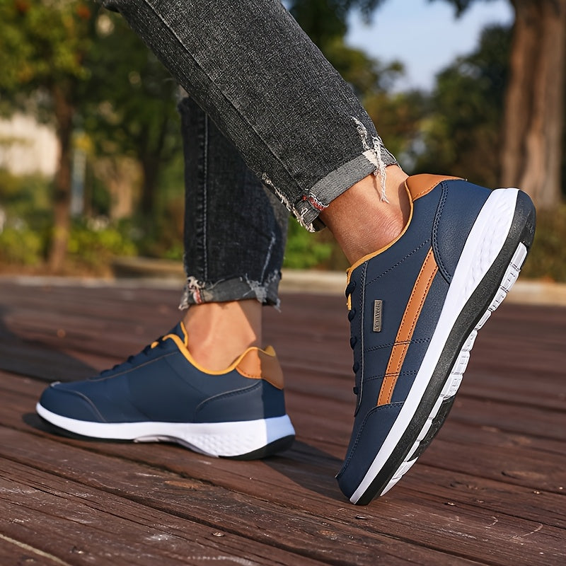 VanWeir Lightweight Men'S Shoes | Navy Blue/White, Lace-up sneakers with MD/TPR Sole, Breathable Fabric Lining for Outdoor, Hiking & Casual Wear