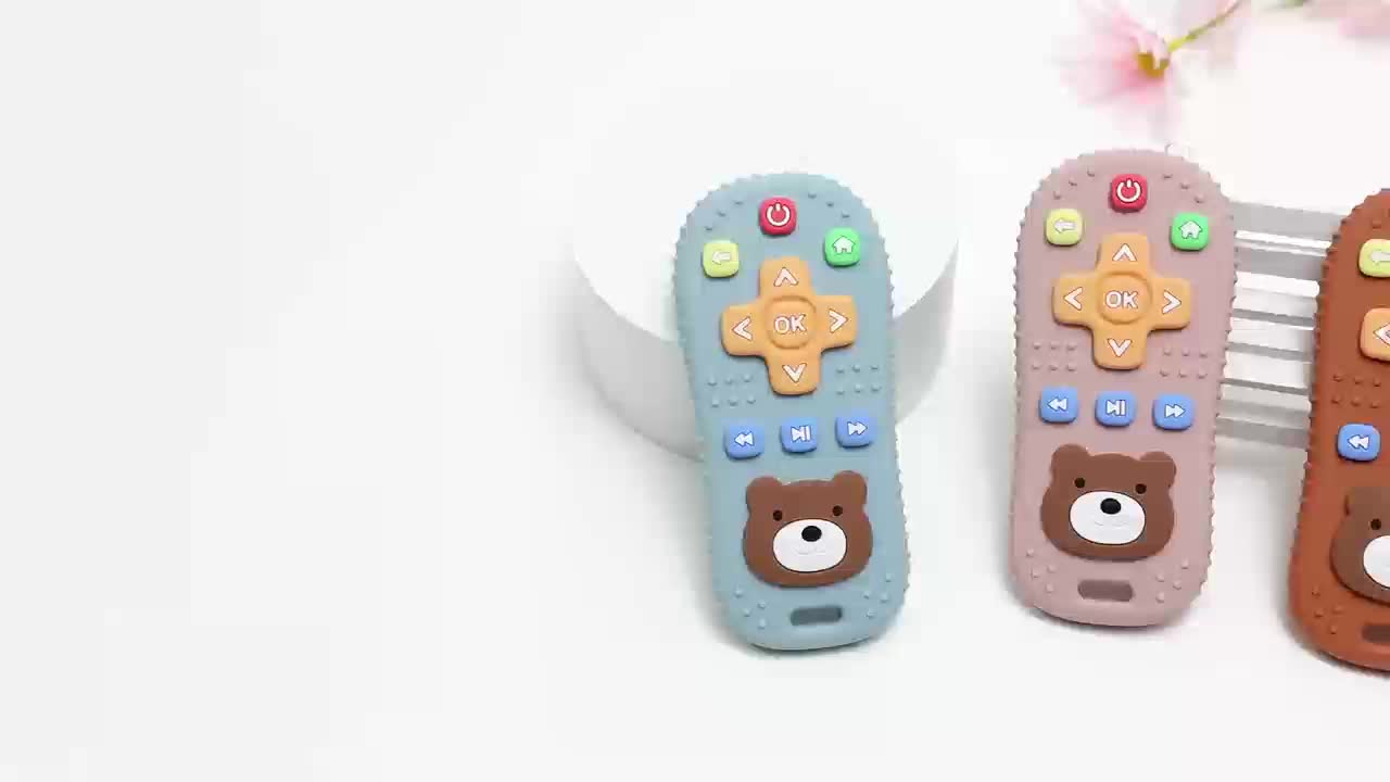 Cute Bear Silicone Baby Teether - Remote Control Shape Food Grade Teething Toy for Newborns - Sensory Teething Toy, Halloween, Thanksgiving And Christmas Gift
