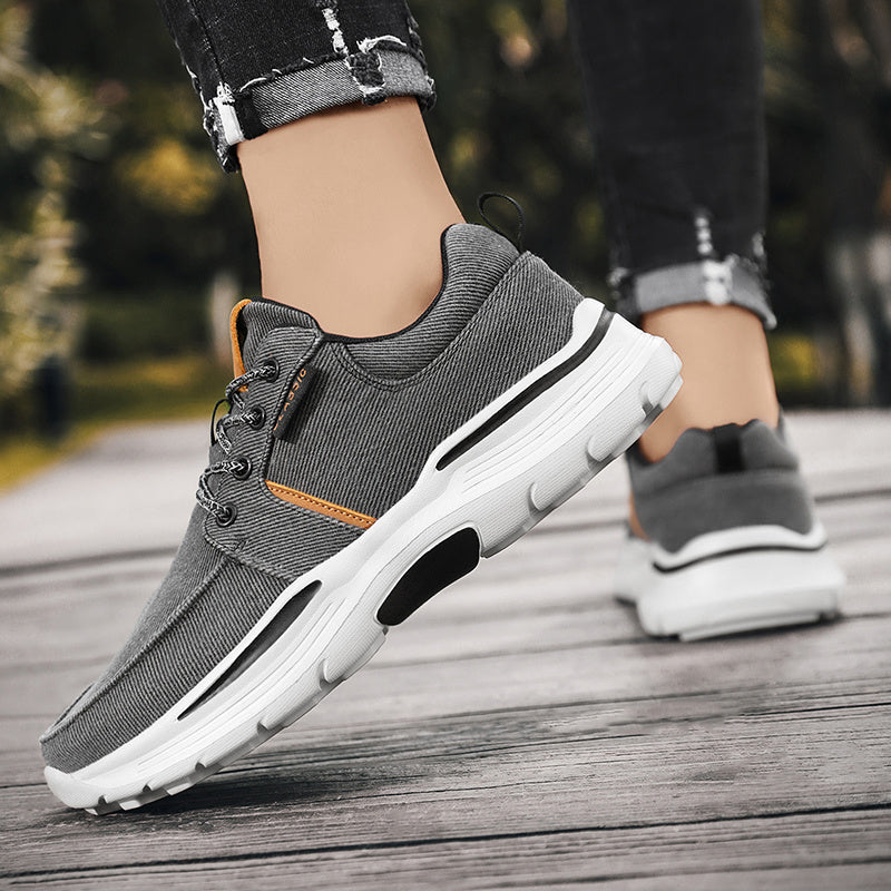 Plus Size Wide Fit Men's Lace-Up Loafers, Men's Canvas Lightweight Comfortable Walking Shoes