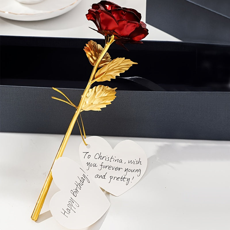 1 Set Exquisite Artificial Rose Flower - Realistic Valentine's Day Simulation Rose with Gift Box, Romantic Handmade Design, Perfect for Girlfriend, Party, Wedding, New Year Gift, Anniversary, Birthday, and Special Occasions