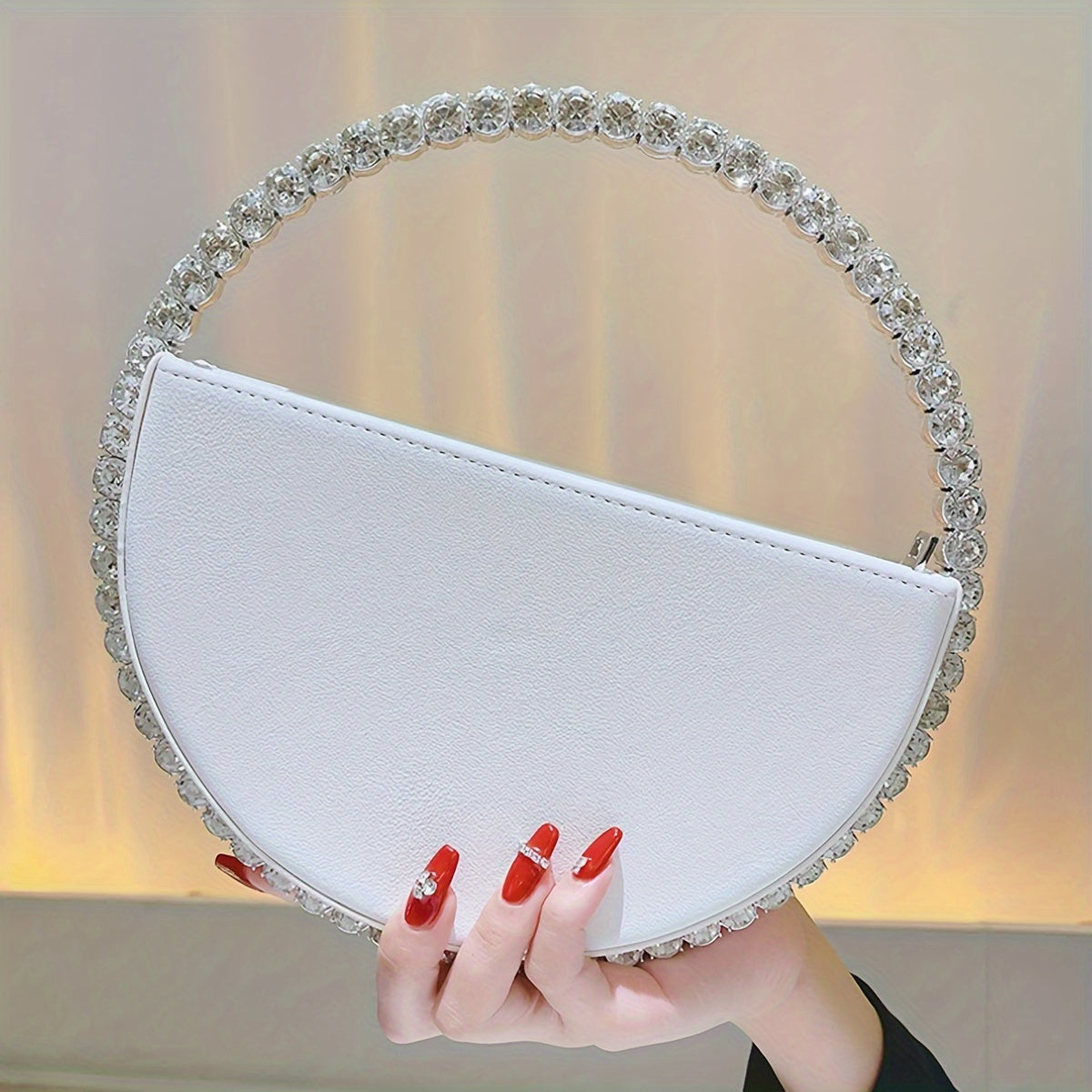 Flower Rhinestone Evening Purse, Luxury Hollow Out Clutch Bag, Women Handbag For Wedding Prom Cocktail Party