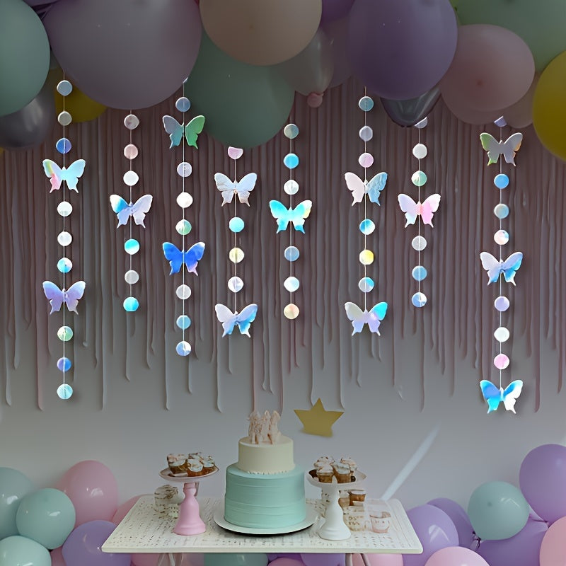 Butterfly Flower Garland Hanging Decoration 4m/13.1ft, Art Deco Style, Universal Seasonal Décor for Weddings, Birthdays, Parties, No Electricity Required