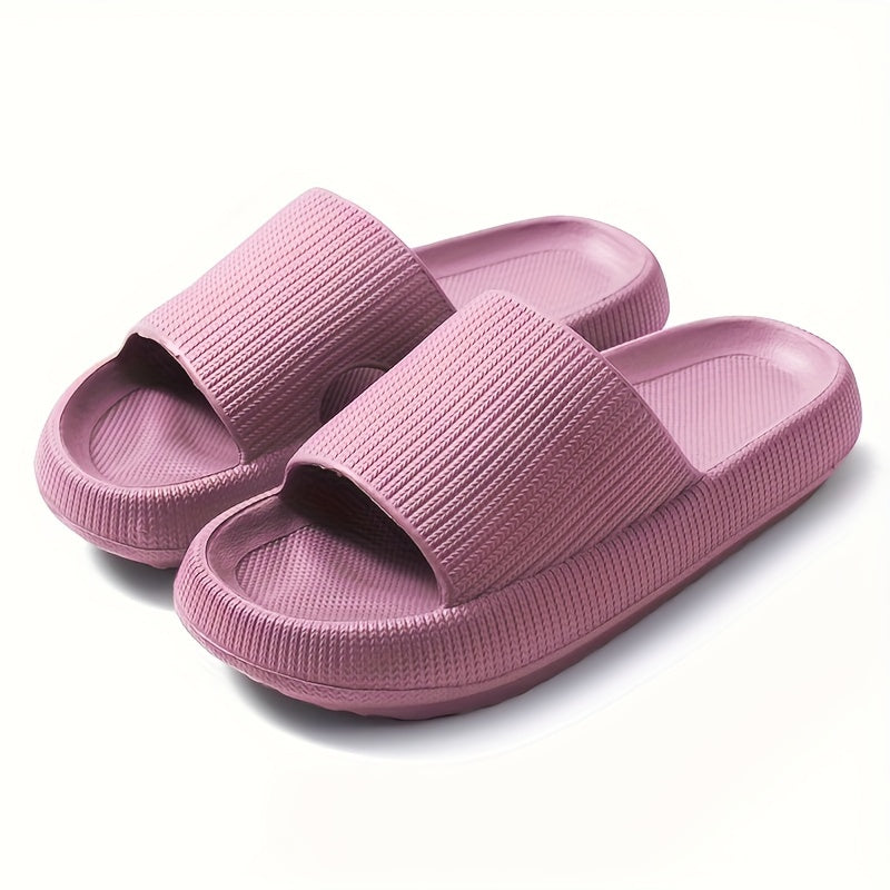 Women'S Solid Color EVA Slippers, Open Toe Slip-On Sandals with Strappy Back, Flat Heel Indoor Home Slippers, Ultra-Soft Comfort Footwear
