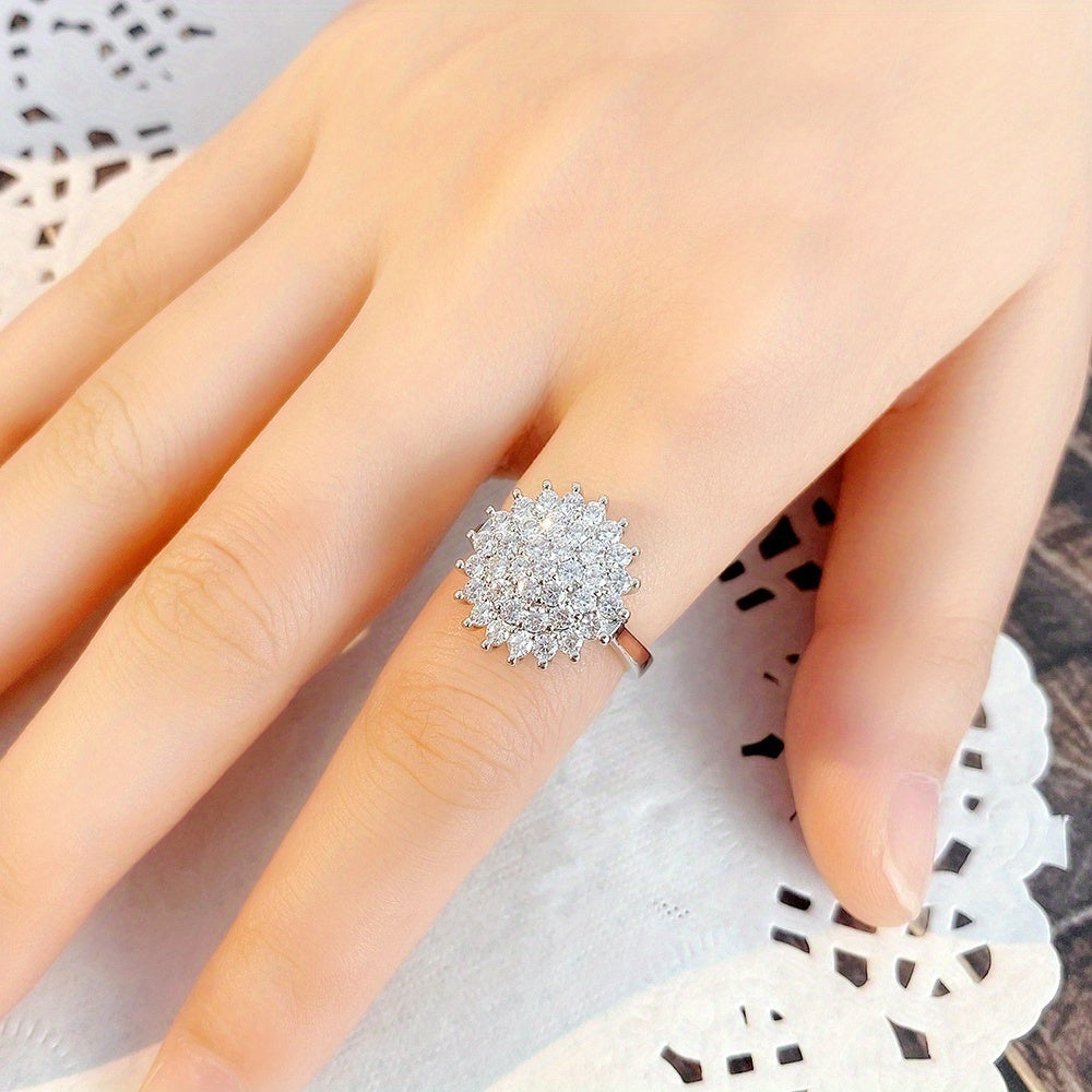 Stylish Lotus Seed Shape zirconia Flower Ring Romantic Wedding Fine Jewelry Anniversary Gift