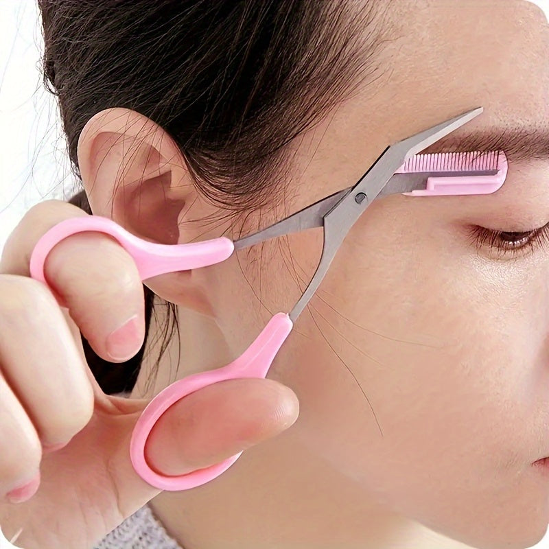 Eyebrow Trimmer Scissor with Comb Facial Hair Removal Grooming Shaping Shaver Cosmetic Makeup Accessories, Eyebrow Grooming Kit, Scissers for Eyebrow, Eyebrow Kit for Women, Eyebrow Stamp Kit Set, Eyebrow Clippers