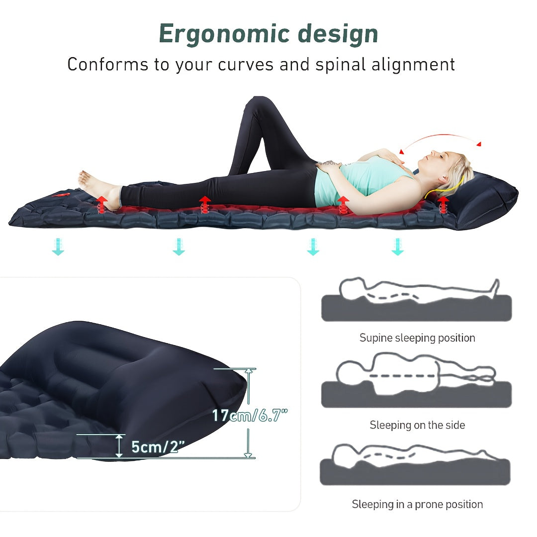 WESTTUNE 1 Person Ultralight Air Cushion | Outdoor Sleeping Pad, Travel Mat, Hiking Camping Inflatable inflatable sleeping pad with Pillows, Folding Bed, Nylon Material, Rectangle Shape, Includes Stuff Sack