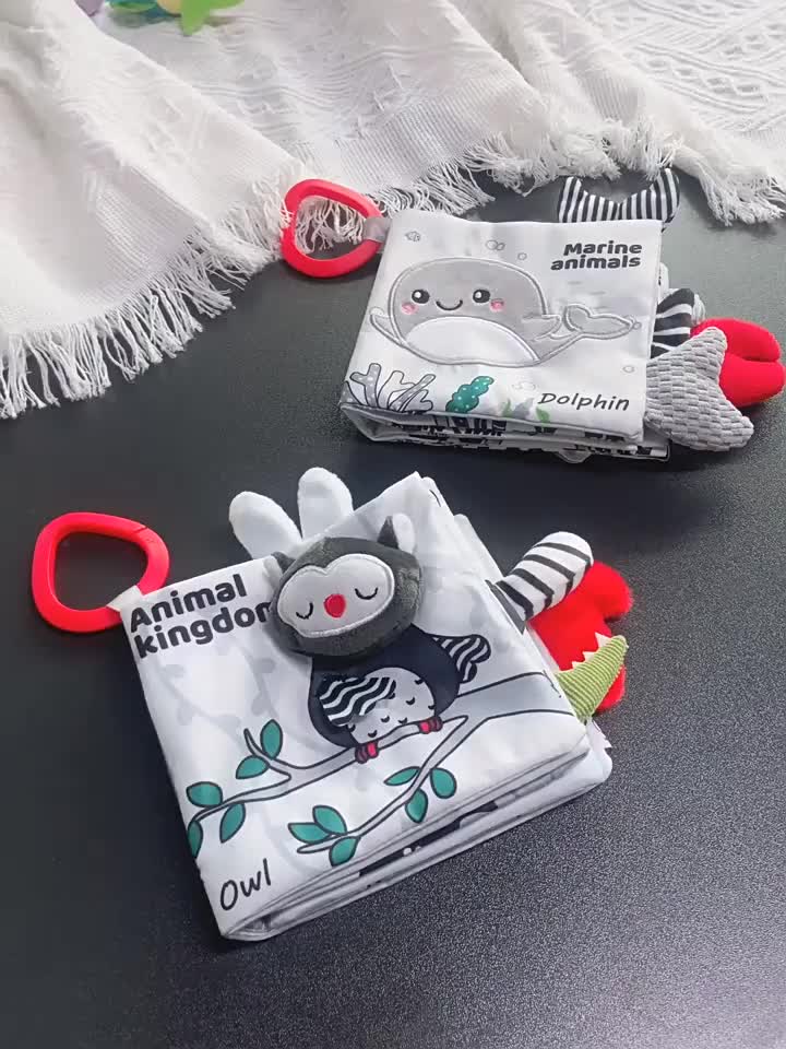 [3D Cloth Book] 3D Black and White Cloth Book | Early Education, Baby Cognitive Toys, Not Tear, Can Bite, Halloween Christmas Gifts