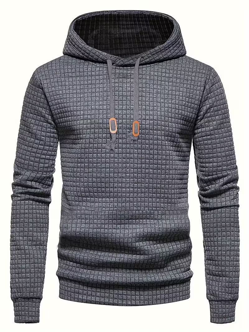 Waffle Pattern Solid Hoodie